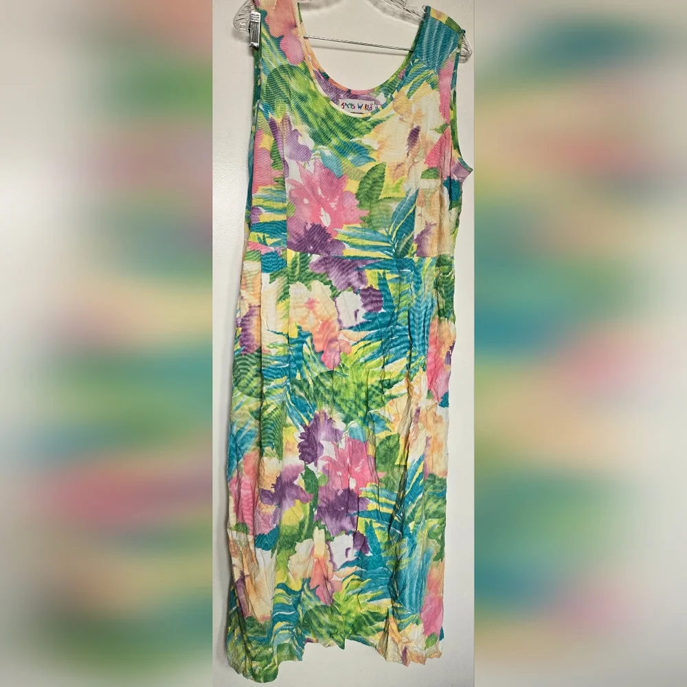 Floral Tropical Watercolor Sun Dress - Picture 2 of 5